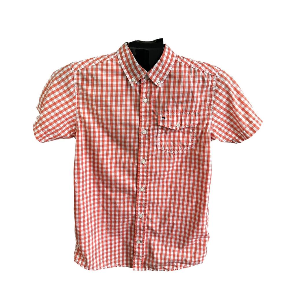 Tommy Hilfiger Orange/White Collared Shirt Boy's Size Large 16/18 | 44-37